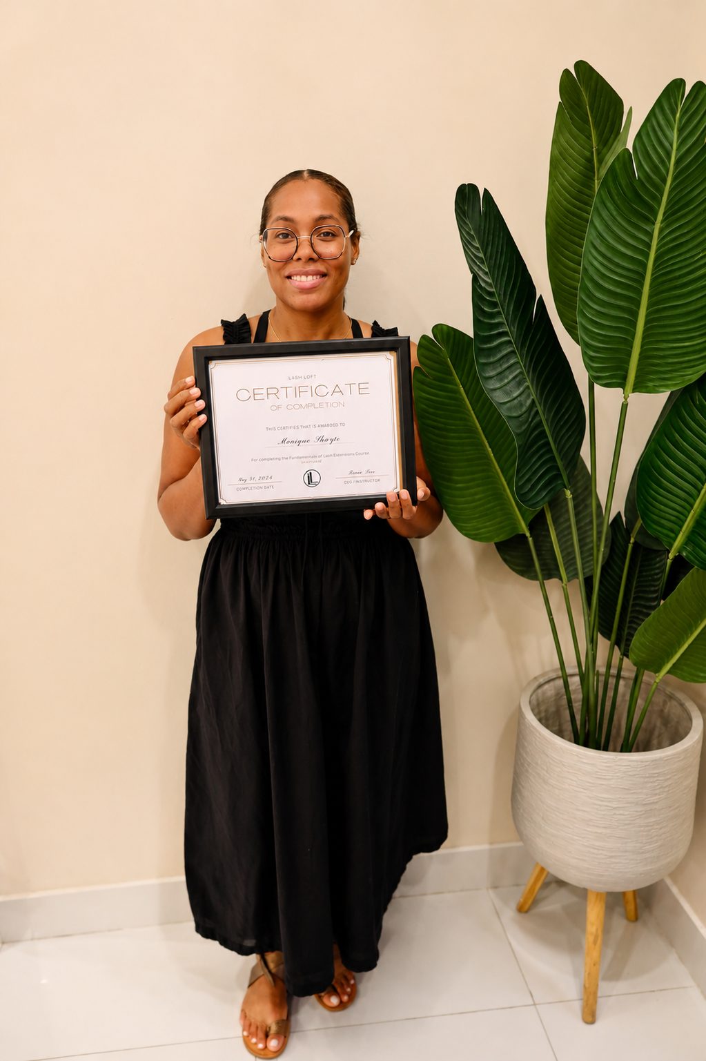 Lash Loft training graduate with certificate