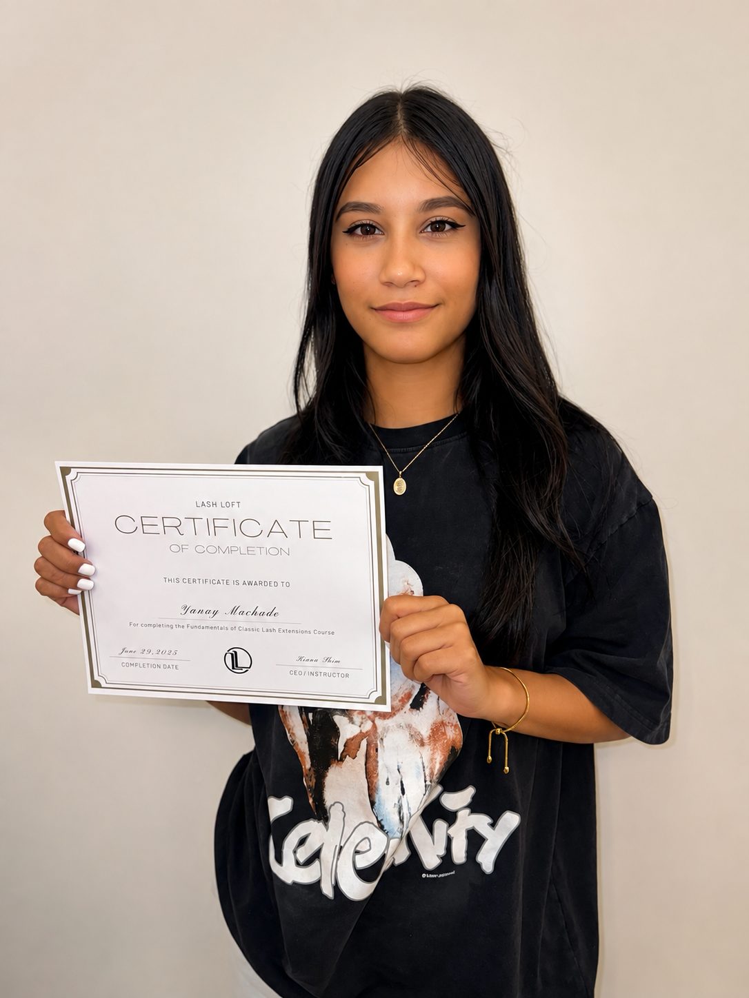 Lash Loft training graduate with certificate